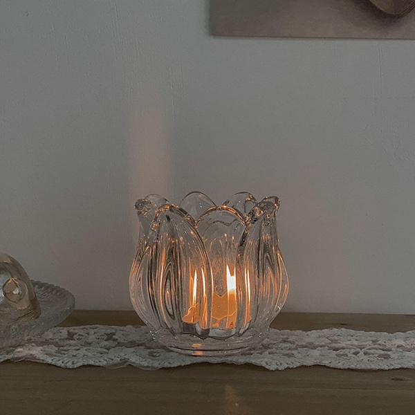 Lysestake i glass lysestake Tulip lysestake