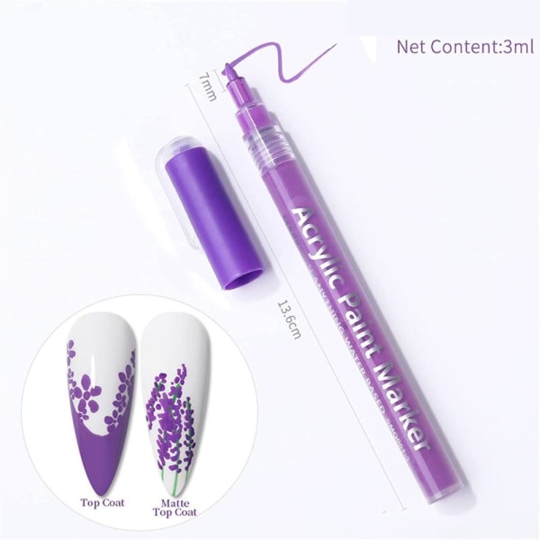 Neglelak Pen Nail Art Tegne Pen LILLA Purple