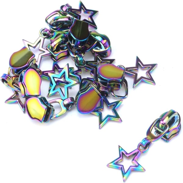 12 STK #3 Rainbow Zipper pulls Star lynlås pulls udskiftning