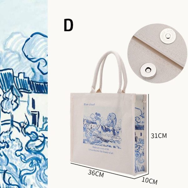 Skulderlærredstaske Large Tote D D D