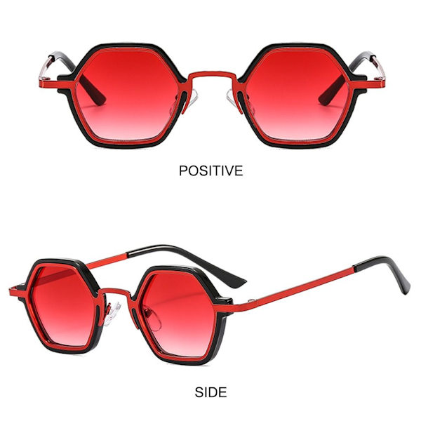 Små polygonale solbriller Punk Shades SORT-RØD SORT-RØD Black-Red