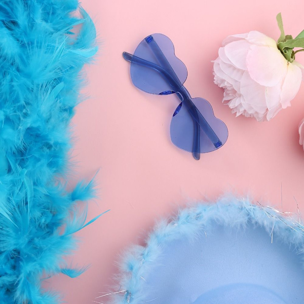 Cowboyhatt Fluffig fjäder Boa BLÅ Blue