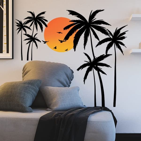 Väggdekor Tropiskt träd Boho Sunset Coconut