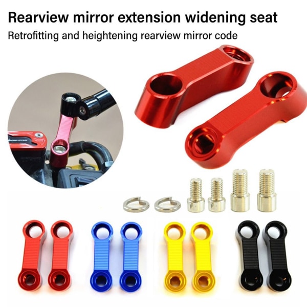 2 STK Rearview Mirrors Extension Riser Extend Adapter Brakett black