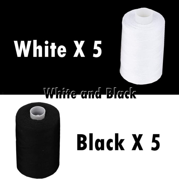 Sytråd Polyester 1000 Yards black&white