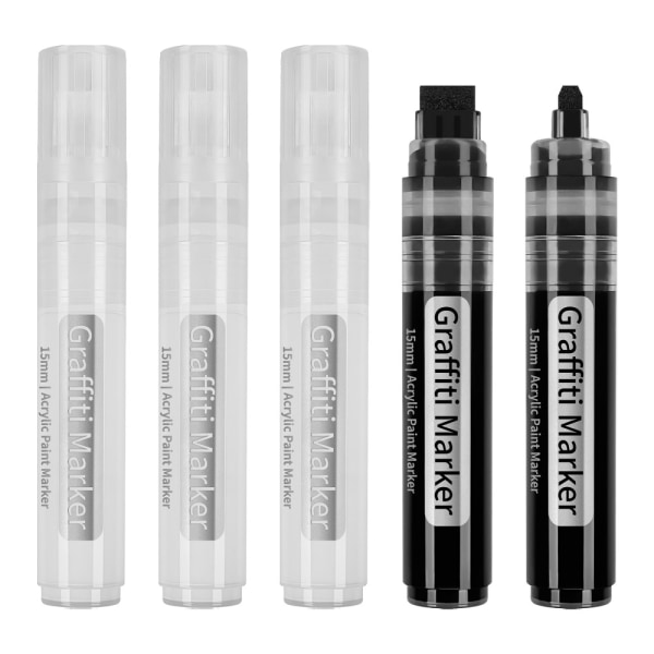 Marker 15 mm leveä kärki Suuret akryylimaali kynät MUSTA Black
