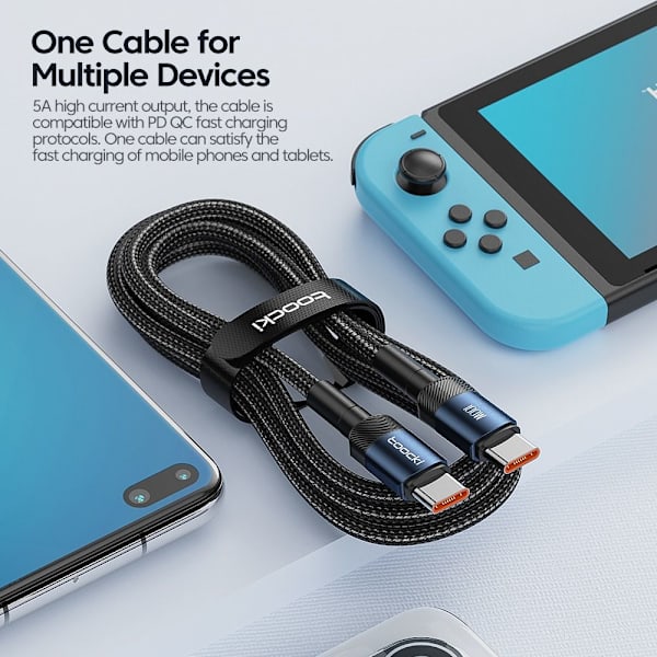 Mobil Datakabel Ladekabel 1M100W BLÅT 100W BLÅT 1m100W Blue