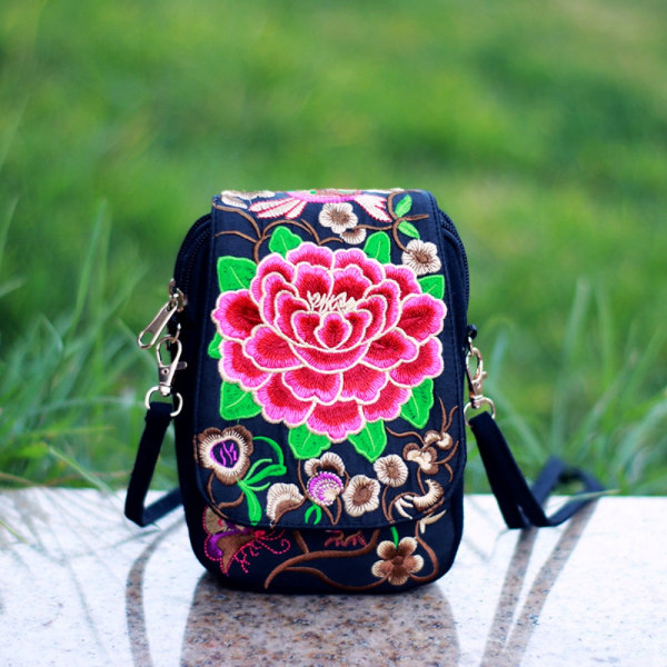 Naisten olkalaukku Vintage kukkainen Crossbody laukku DD D