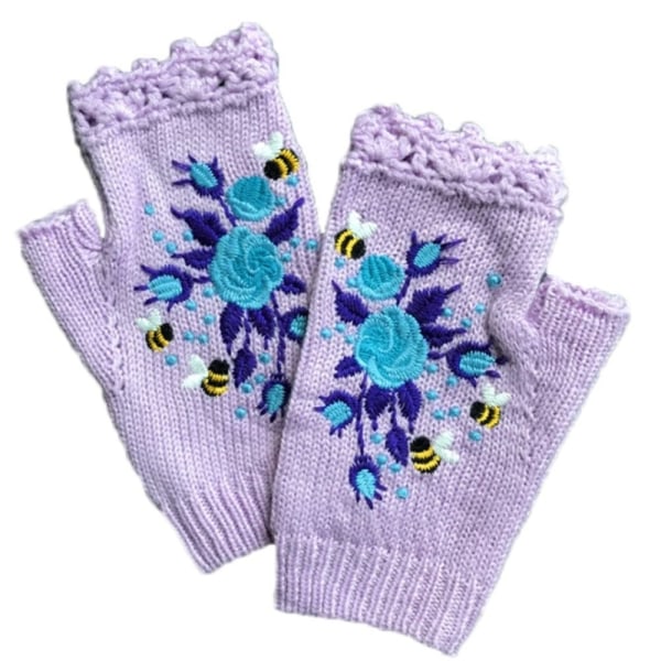 Neulotut Fingerless Gloves Fingerless Gloves Vaaleanvioletti light purple