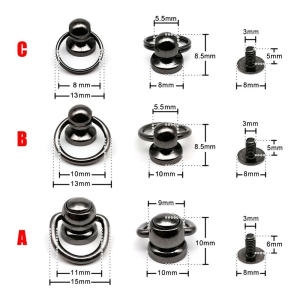 10 stk/pakning Naglestift Ball Nail GULL B B gold B-B