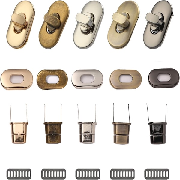 15 stykker Twist Lock Fastener Pung Turn Locks Clasp Bag