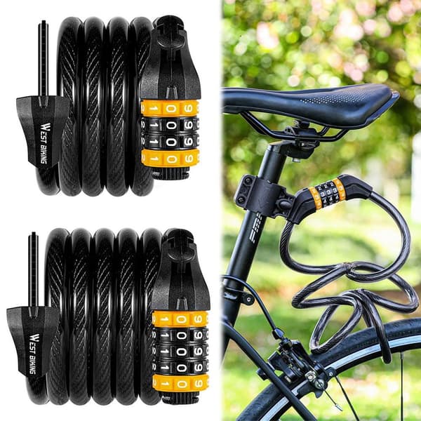 Sykkellås Sikkerhetskabellås 4 KODE 120CM 4 KODE 120CM 4 Code 120cm