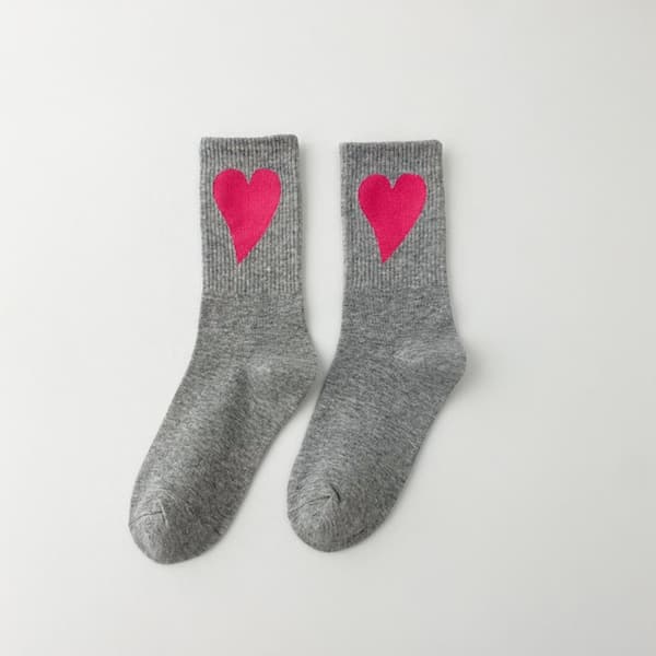 Love Heart Couples Sok Bomuldsstrømper GRÅ grey