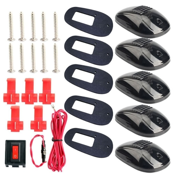 5 stk LED Kabinelys Lastbil Kabinelys SORT black