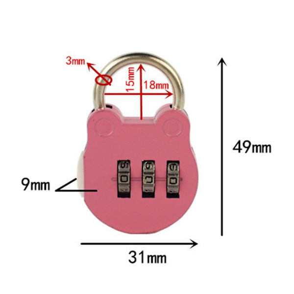 4STK Hengelås Kodelås ROSA 4STK 4STK Pink 4Pcs-4Pcs