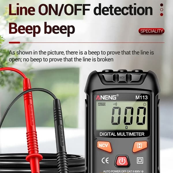 Digital Multimeter Spændingsmåler SORT Black