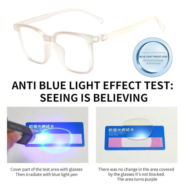 Anti-Blue Light Glasögon Runda Glasögon VIT VIT White