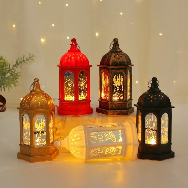 EID Mubarak Lighting Ornament Bärbar LED Palace Lantern Black
