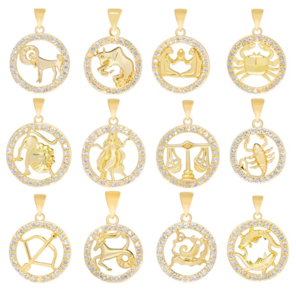12 st Zodiac Charms tolv hänge strass