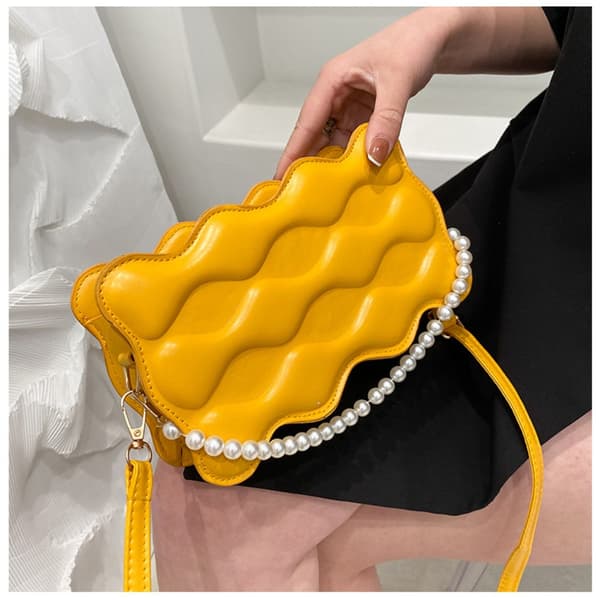 New Wave Pattern Women's Bag One Shoulder Bag HVIT white