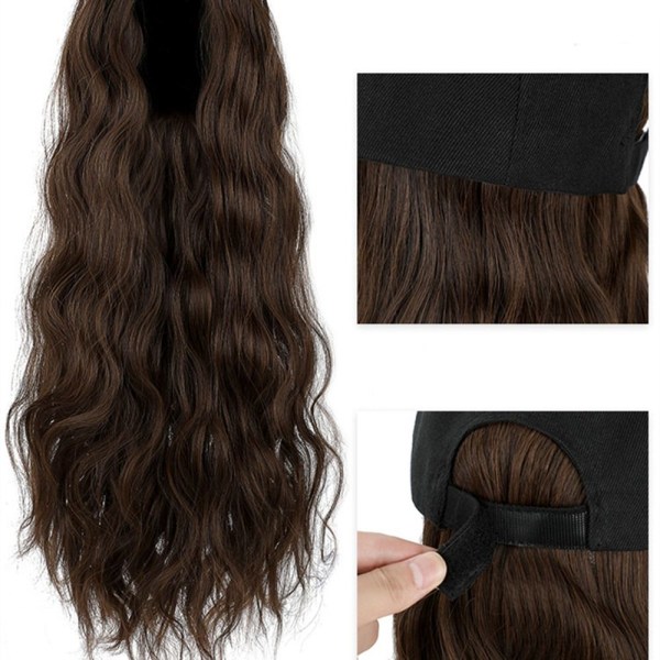 Connect Wig Justerbar MØRKEBRUN SORT HUE SORT HATT dark brown Black hat-Black hat