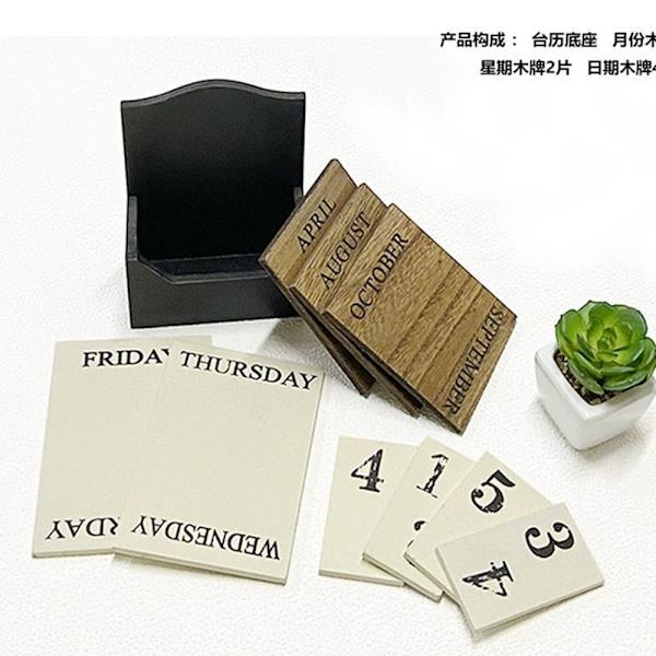 Perpetual Calendar Wooden Blocks Calendar Desk Sisustus
