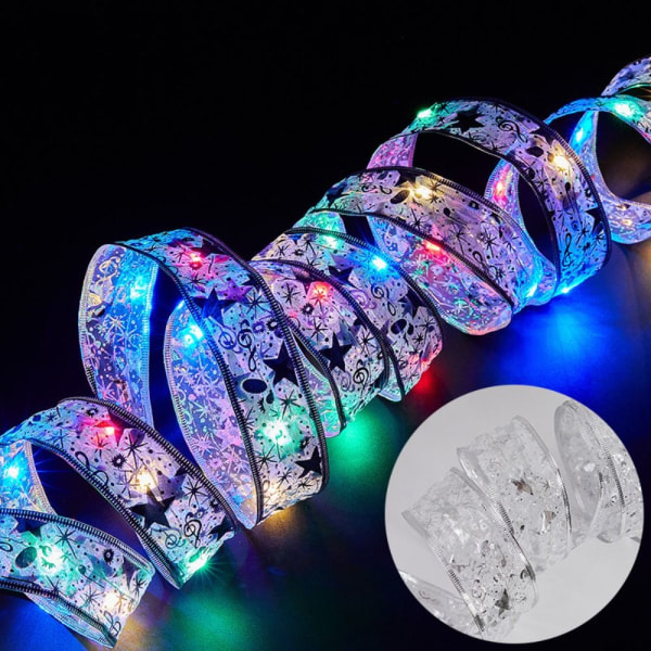 30LED LED-lys Julebånd Båndsløyfer Lys SØLV silver multicolour-multicolour