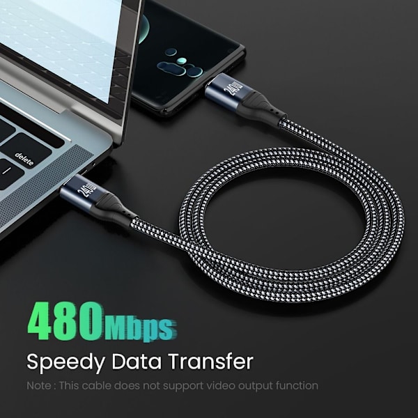 USB-C til Type C-kabel Datalinje MIDDLE BEND 3M MIDDELBØJ 3M Middle Bend 3m