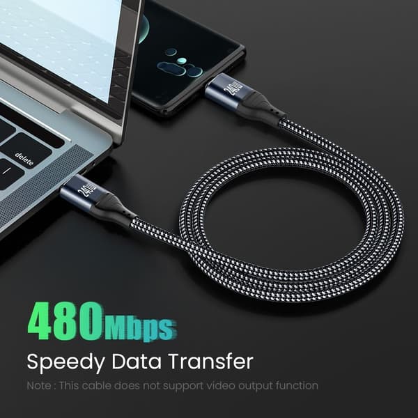 USB-C till Typ C-kabel Datalinje MIDDLE BEND 3M MIDDELBÖJ 3M Middle Bend 3m