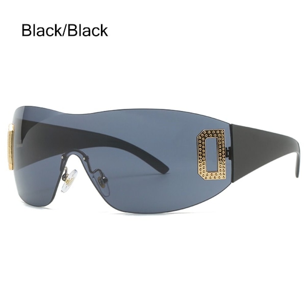 Y2K Solbriller til Kvinder Wrap Around SORT/SORT SORT/SORT Black/Black