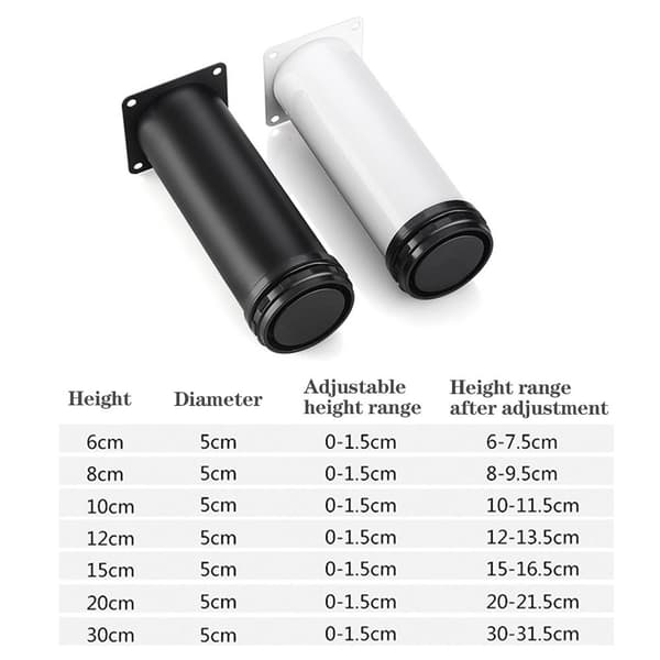 Møbelhjul Fødder ben SORT 30CM Black 30cm
