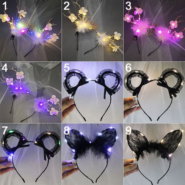 LED Feather Wreath Crown Pandebånd 2 2 2