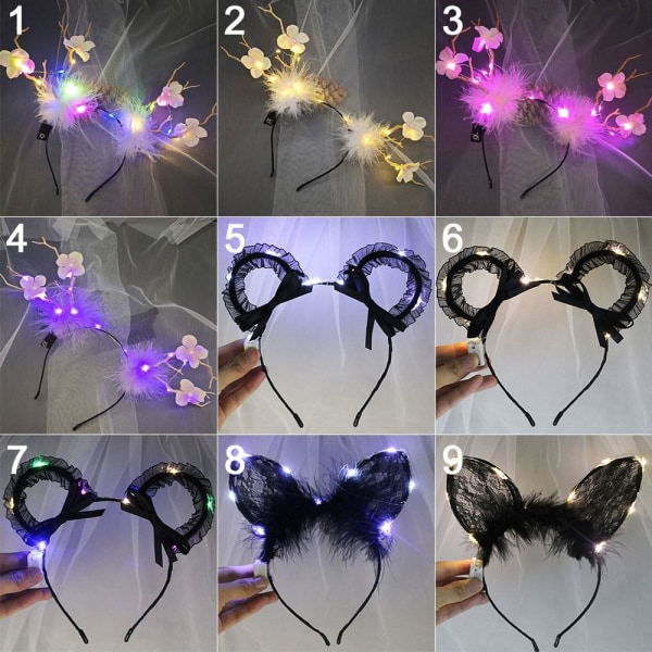 LED Feather Wreath Crown Pannband 3 3 3