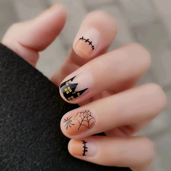 24 stk Halloween Fake Nails Lang Kort Style Full Cover