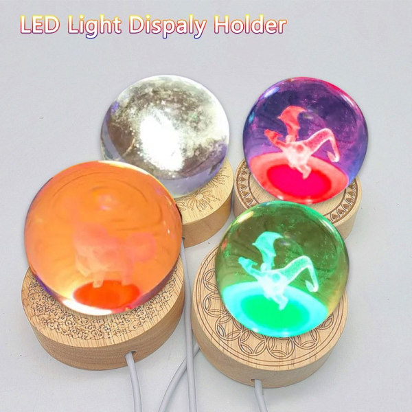 LED-ljusdisplayhållare Crystal Ball Base VARMT LJUS D Warm LightD
