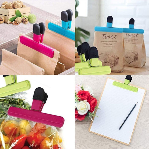 2/4 stk Plastpose Forseglingsclips Stor Chip Bag Clips SORT L Black L