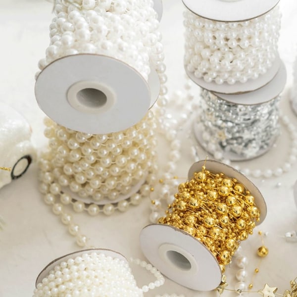 Keinohelmet Helmet Ketju Helminauha Garland MILK WHITE milk white 6mm beads-5m-6mm beads-5m