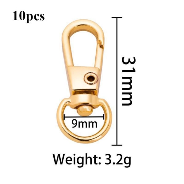 10 stk Metal Snap Hook Trekkspenner GULL Gold