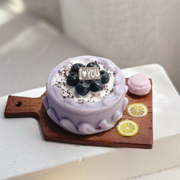 Miniature frugtkage med bakke Dukkehus Køkkenlegetøj 3 3 3