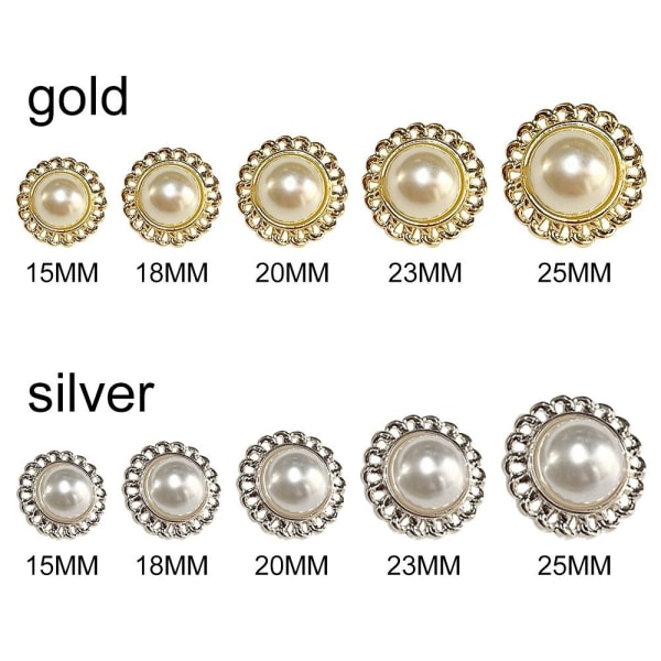 20st Metal Pearl Buttons Skjorta Buttons GULD 23MM20ST 20ST gold 23MM20pcs-20pcs