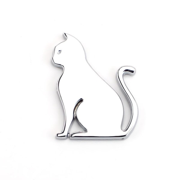 Cat Car Stickers Metal Cat Car Badge SØLV Silver