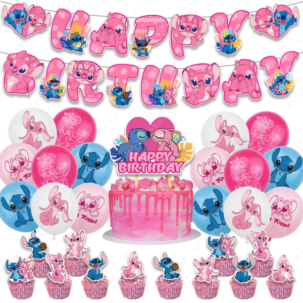 Pink Stitch Barn bursdagsfest dekorasjon ballonger sett set 2