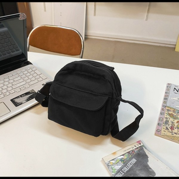Små Lerret Crossbody Vesker Mini Telefon Skuldervesker SVART Black