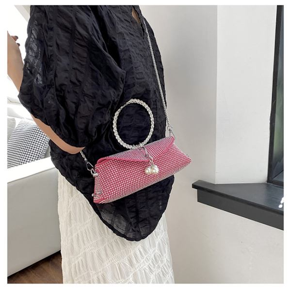 Clutch Bag Kedja Metall Ring Väska BLÅ Blue