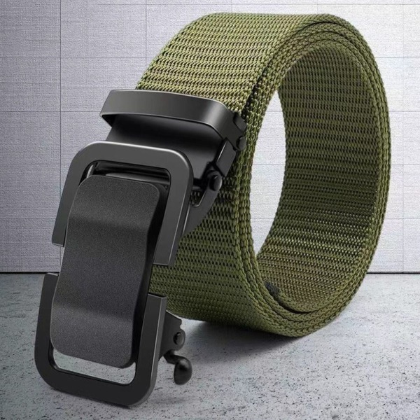 Nylon flätat bälte Automatiskt spänne midjeband ARMY GREEN Army green