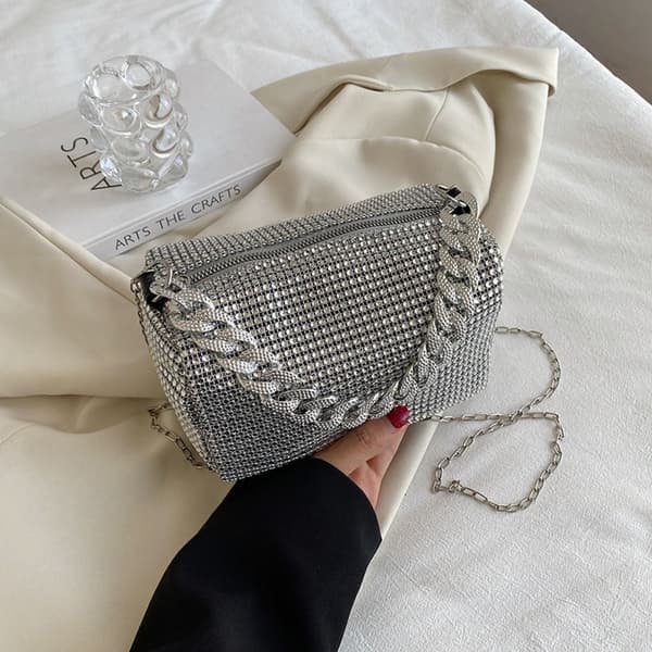 Full Diamond Hand Bag Tygpåsar SILVER silver