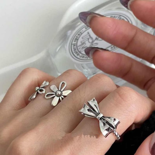 3st Bow Knot Rings Öppna Ringar BOW-3ST BOW-3ST Bow-3pcs