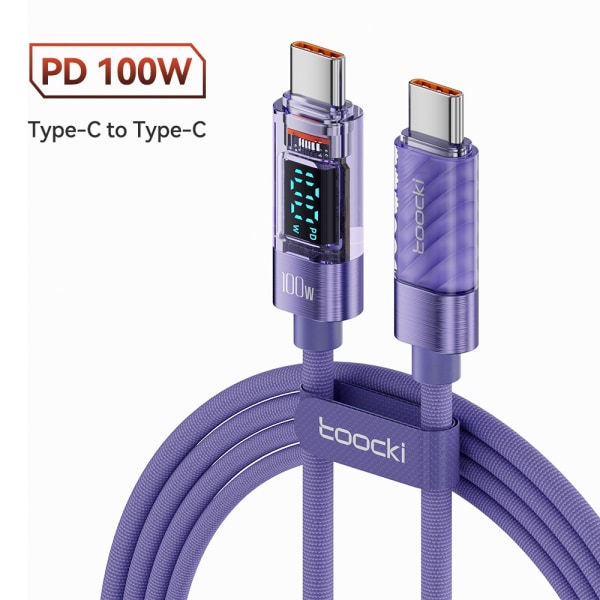 Mobil datakabel ladekabel 1M100W C-C LILLA 100W C-C 1m100W C-C Purple