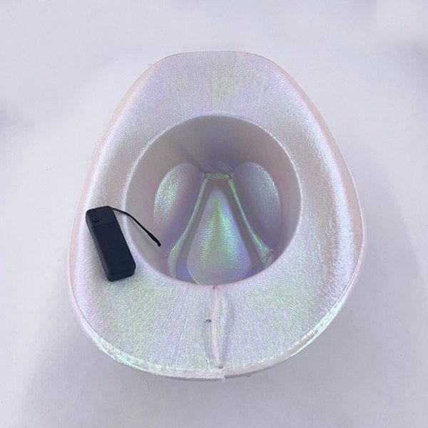 Trådlös Led Cowboyhatt Iriserande Jazzhatt SVART black