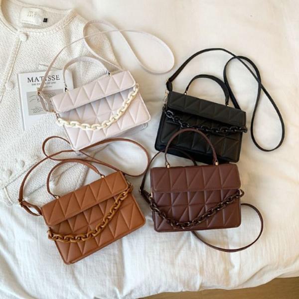 Rutig Axelväska Crossbody Väskor KAFFE coffee
